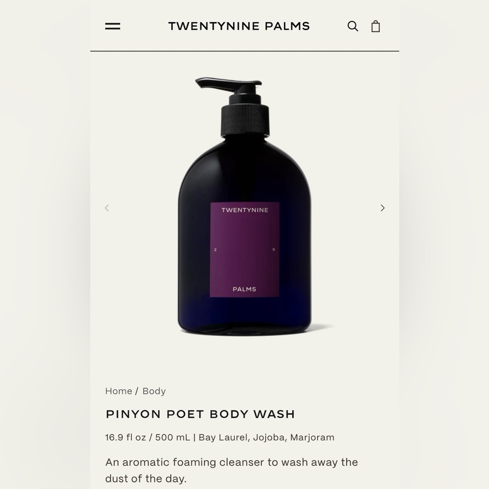 Twentynine Palms Pinyon Poet Body Wash